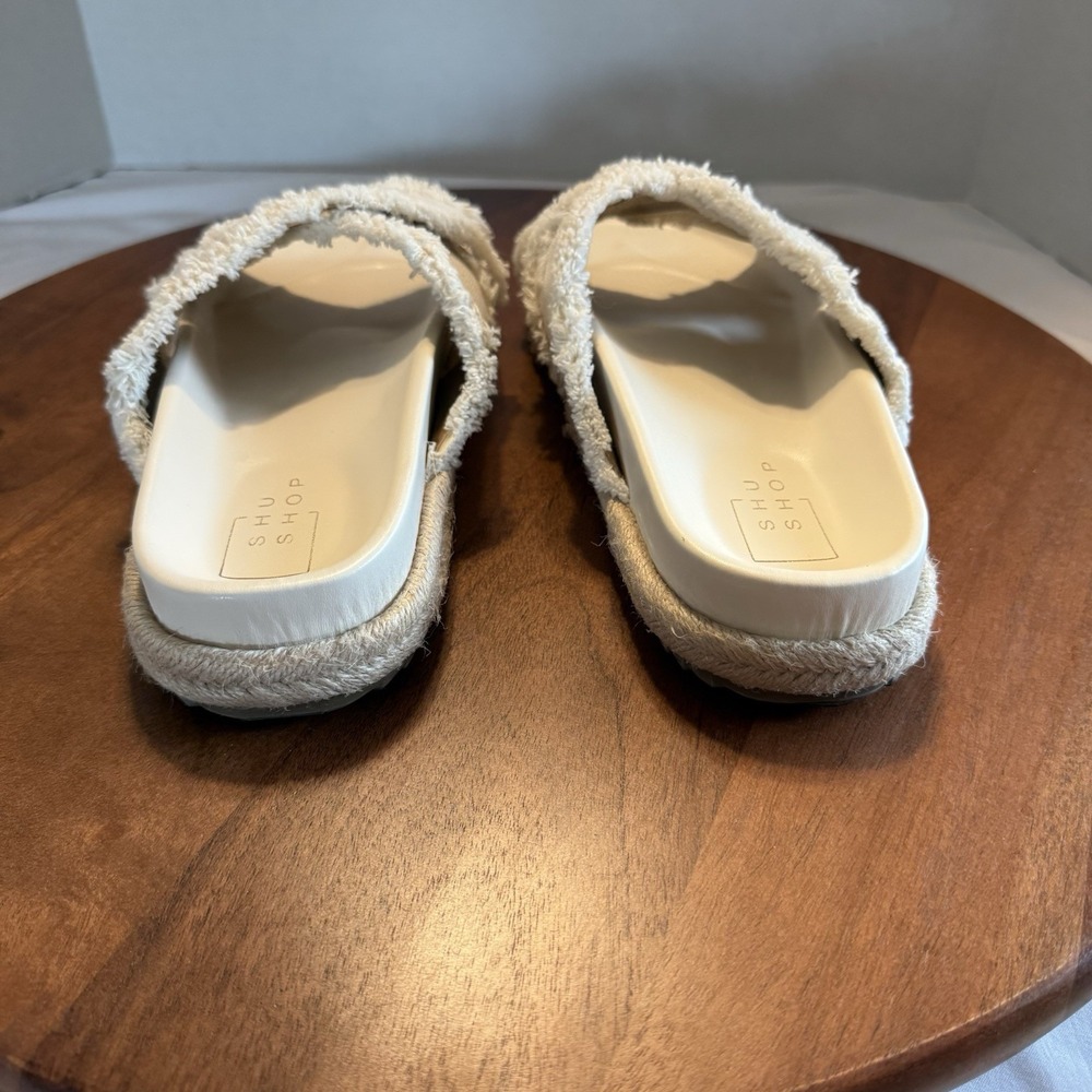 ShuShop Cream Frayed Crossband Sandals - Picture 5 of 16
